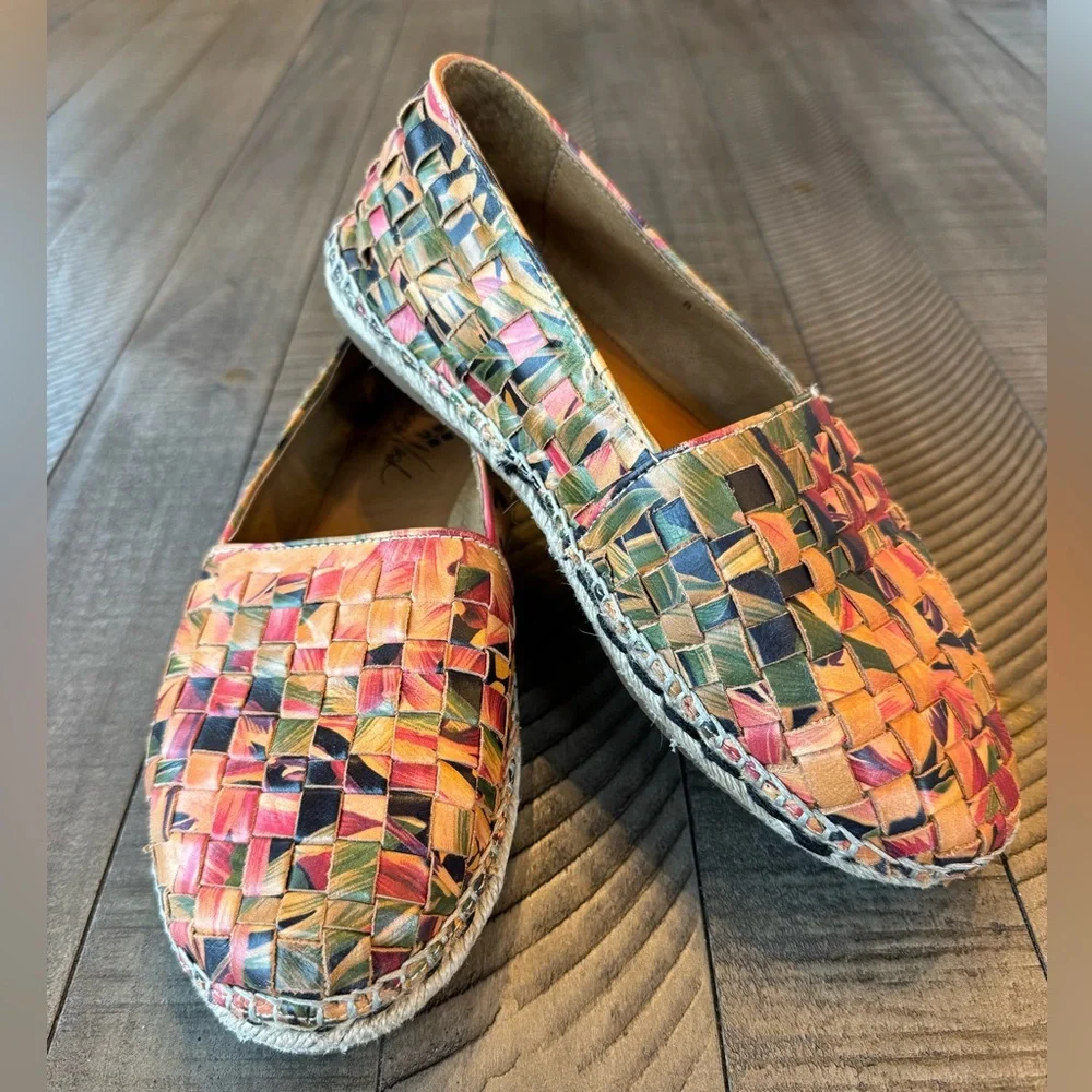 Patricia Nash Padma Multicolor Woven Italian Leather Espadrilles Women’s Size 8